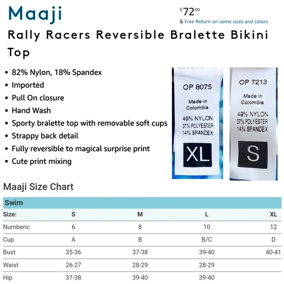 Maaji Bikini Top Strappy Reversible bralette - Picture 7 of 7